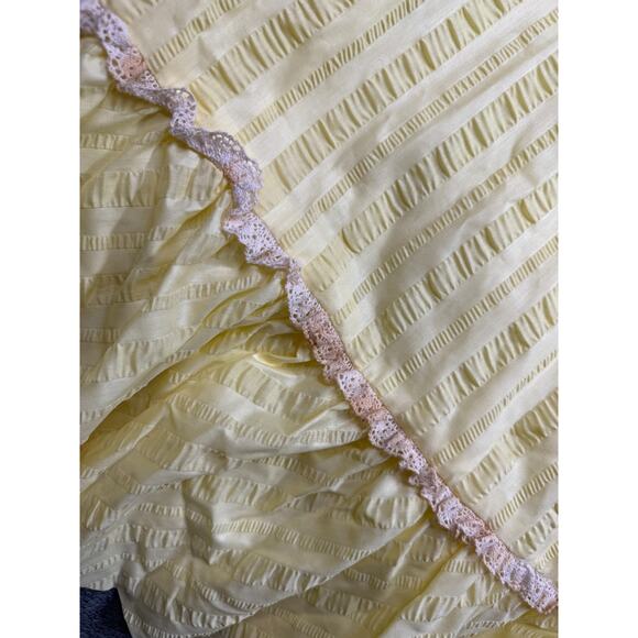 Vintage Prairie Maxi Dress Yellow Lace Trim Long Sleeve Romantic 80s Cottagecore - Picture 13 of 13